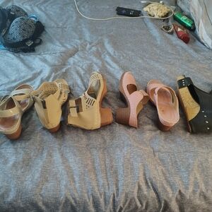 Elegant Women's Wedge Sandals in Black, Pink, and Tan